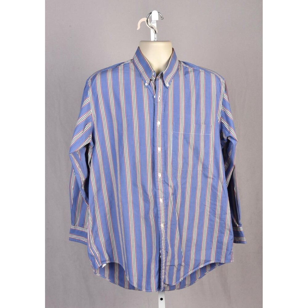 Eddie Bauer Mens Button Down Striped Shirt Size R 16.5 32-33